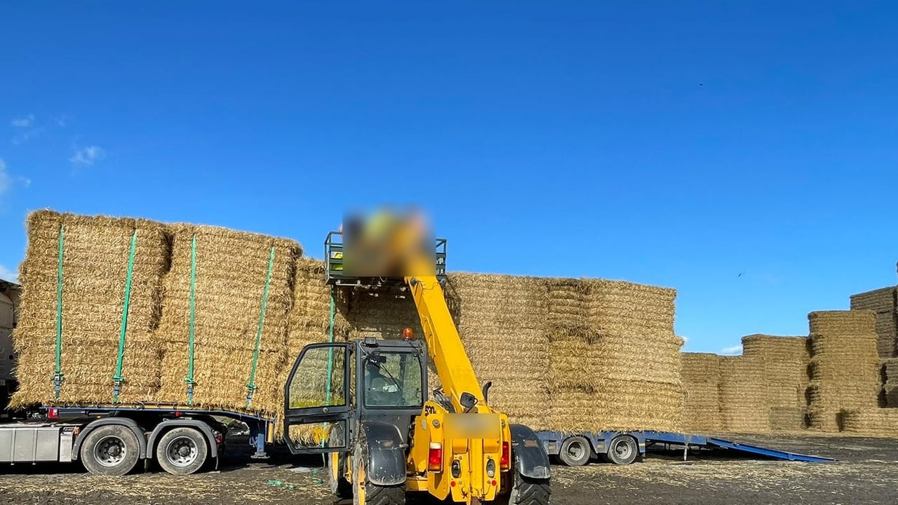 Firefighters respond to medical emergency on stack of bales