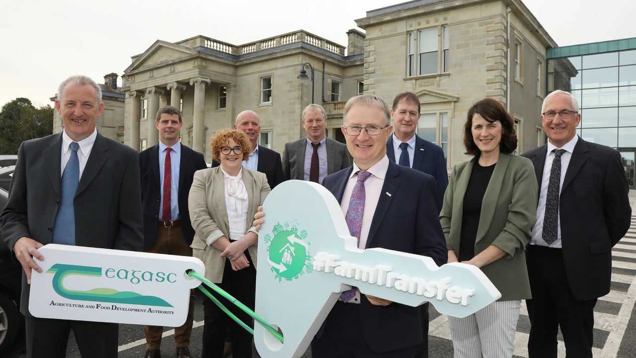James McDonnell, Teagasc farm management specialist and Prof. Frank O'Mara, Teagasc director with Tom Curran, dead of advisory services, Teagasc; and Teagasc regional managers, Richie O'Brien, Majella Moloney, Pat Clarke, Tom Kellegher, Grainne Hurley and Con Feighery Source: Karl McDonough photography