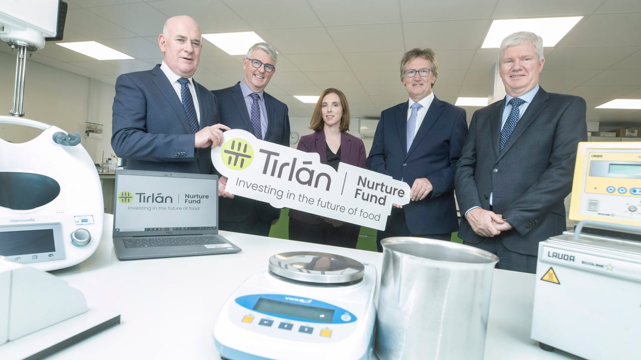 At the launch of the Tirlán Nurture Fund, (l to r) chief investment officer Frank Tobin, CEO Jim Bergin, director of R&D Michelle Collins, chair John Murphy and chief finance and secretariat officer, Michael Horan. Source: Finbarr O’Rourke