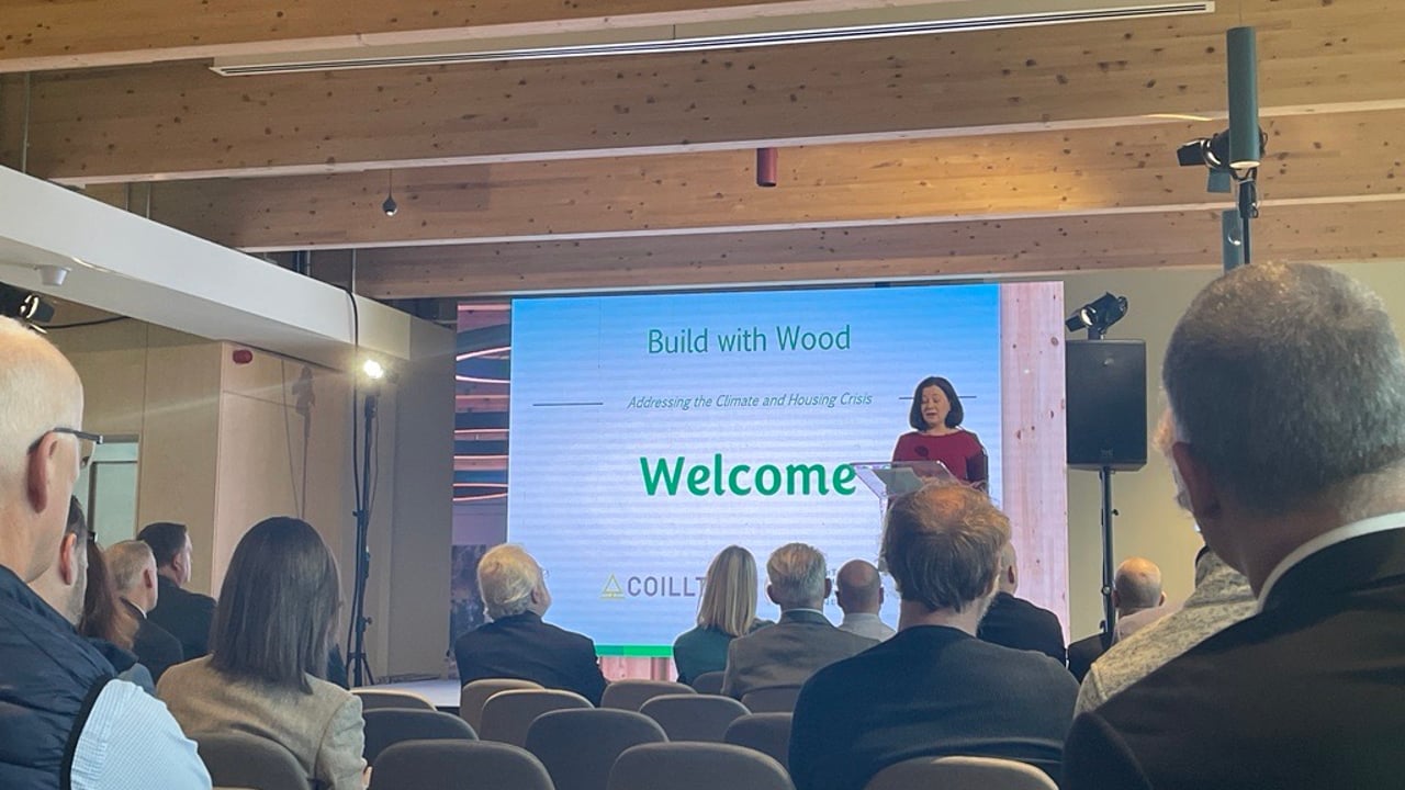 Coillte CEO, Imelda Hurley speaking at Avondale, Co. Wicklow
