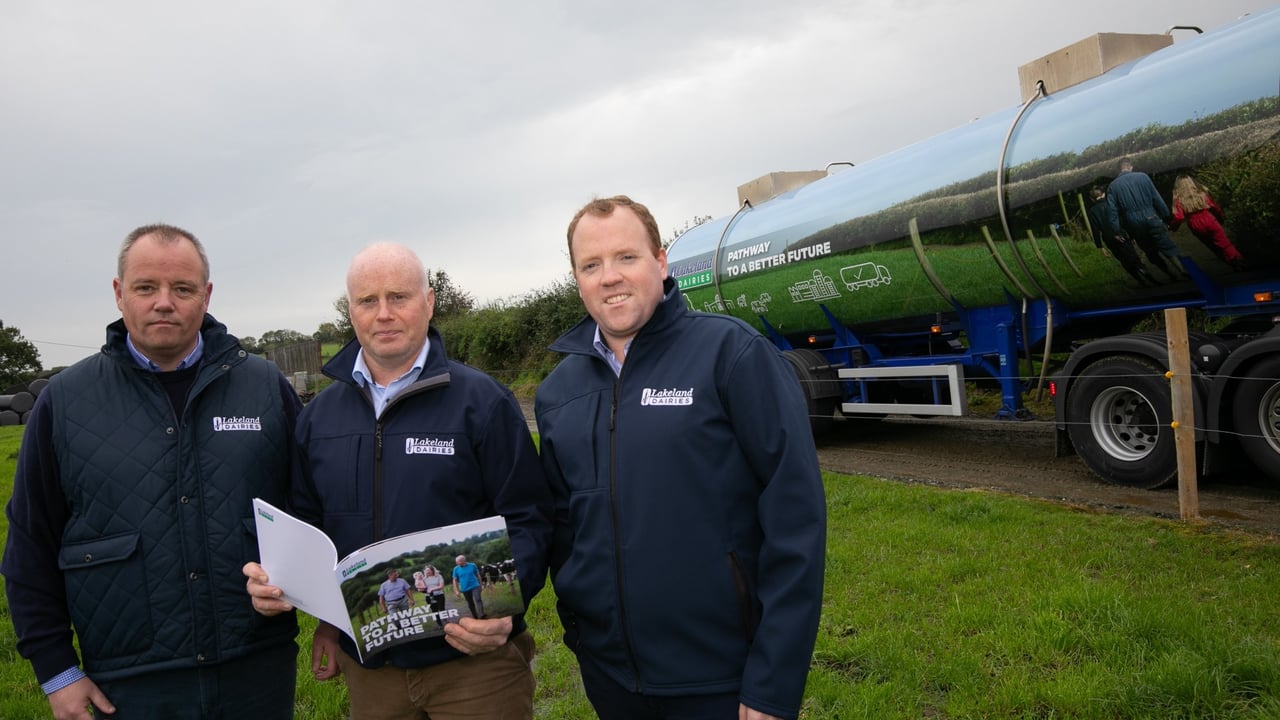 L-R: Lakeland head of sustainability Rory Farrell; Lakeland chairperson Niall Matthews; and Lakeland CEO Colin Kelly