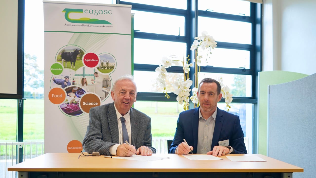 Pictured at the signing of the Memorandum of Understanding between Teagasc and ACTA are, from left: Prof. Pat Dillon, director of research at Teagasc and Adrien Guichaoua, director of European and Regional affairs at ACTA