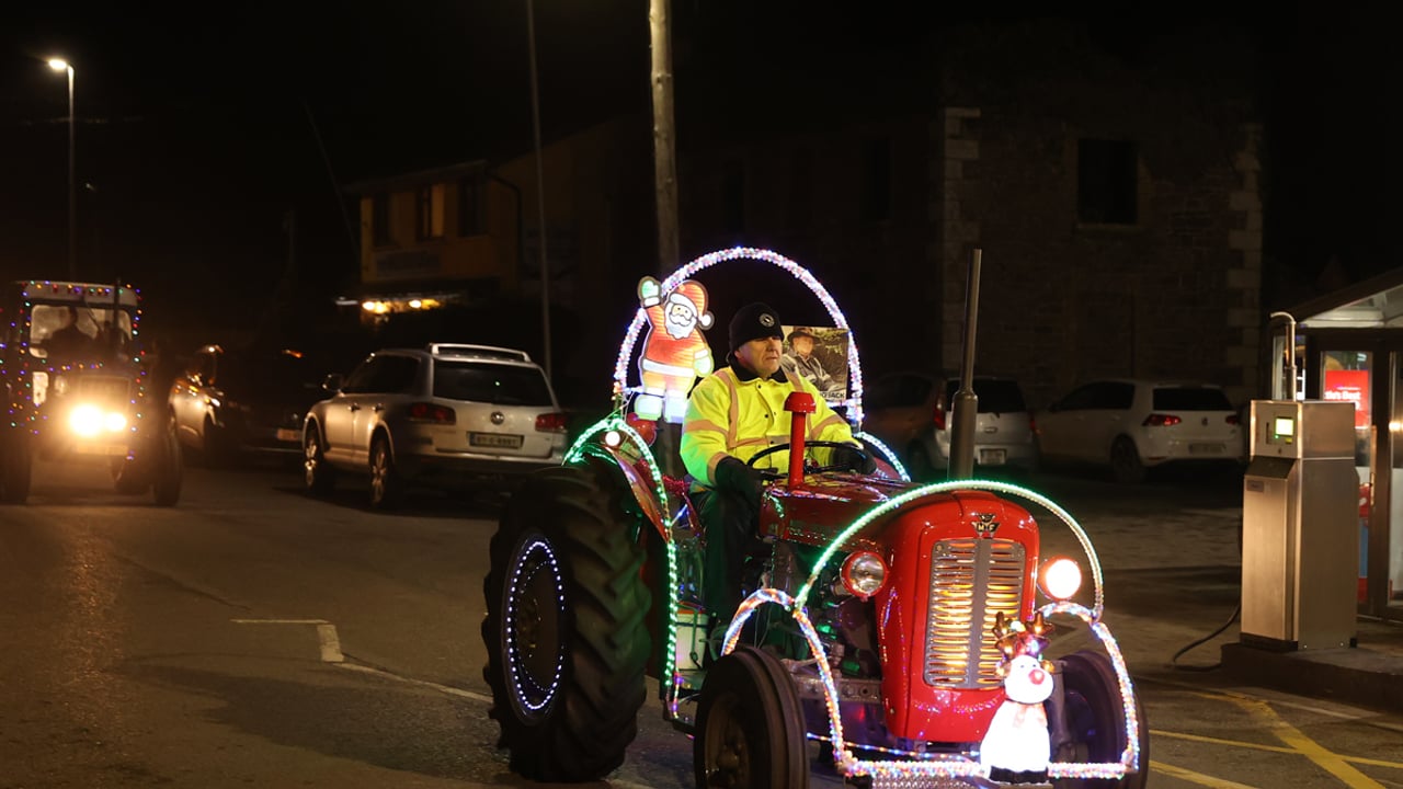 John Hearne, the chief organiser of the Christmas Lights Road Run in aid of New Ross Hospice leading the run through Fethard On Sea Source: Liam Ryan