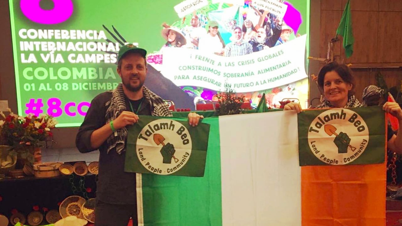 Fergal Anderson, Galway and Janet Power, Wexford of Talamh Beo at the LVC conference in Bogota.