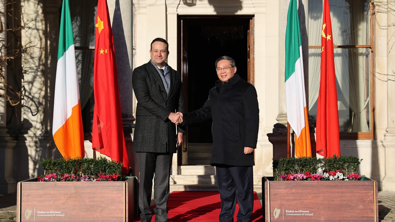 Taoiseach Leo Varadkar and Chinese Premier Li Qiang at Farmleigh House in the Phoenix Park on his visit to Ireland Source: Government Information Service
