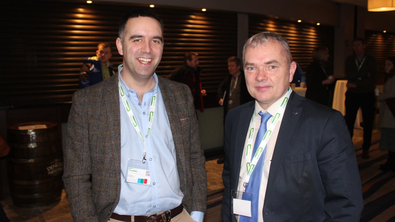 Attending the 2024 Teagasc National Tillage Conference (l-r): Sam Deane, New Generation Agriculture; and Shay Phelan, Teagasc