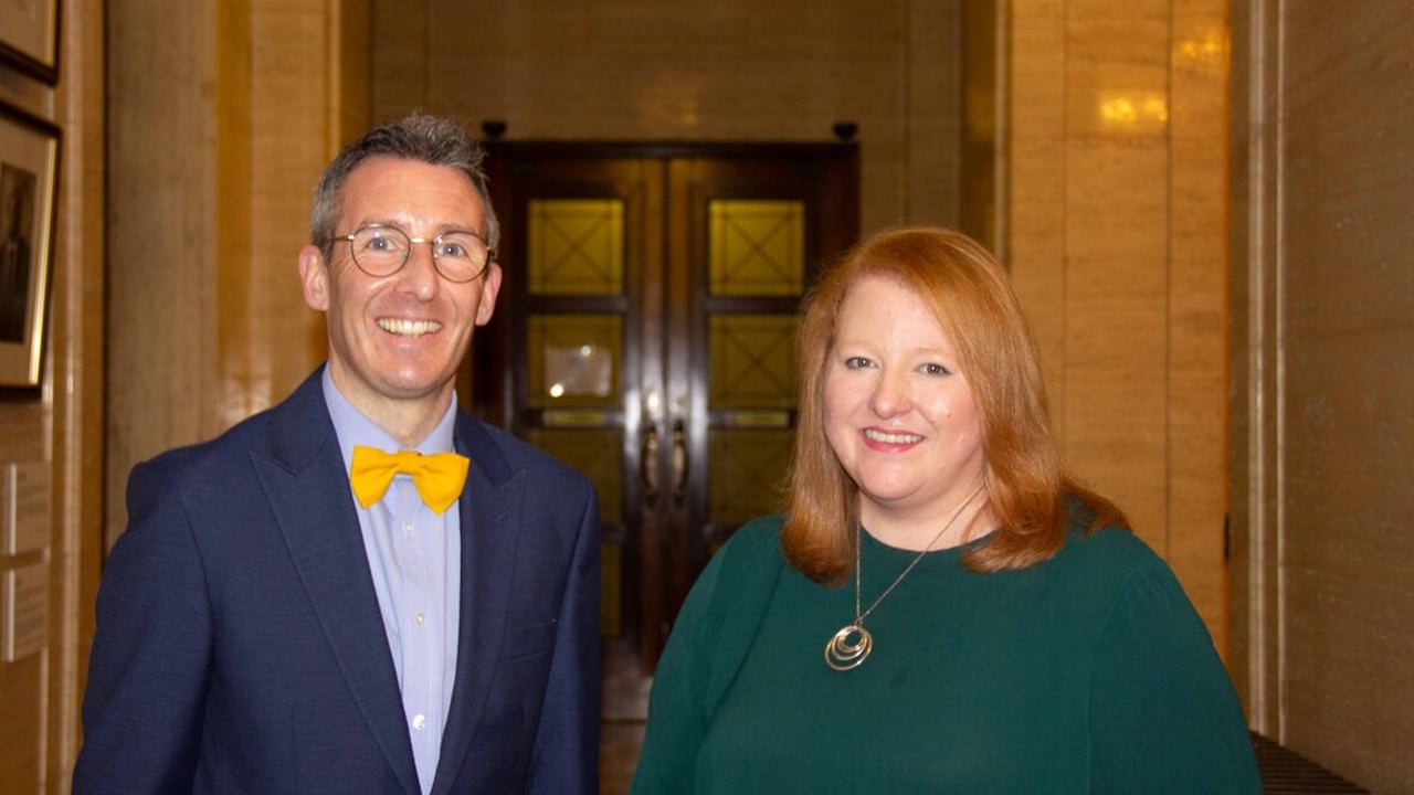 Northern Ireland's new farm minister, Andrew Muir, pictured with his Alliance Party leader, Naomi Long