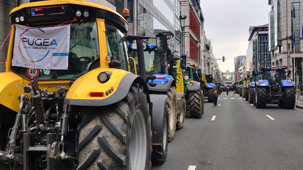 Farmers protesting in Brussels. Image Source: FUGEA via X/Twitter