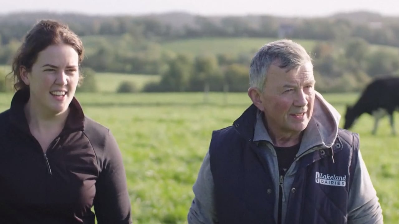 Father and daughter dairy farming team Julie Mullarkey and Seamus McNally Source: Lakeland Dairies