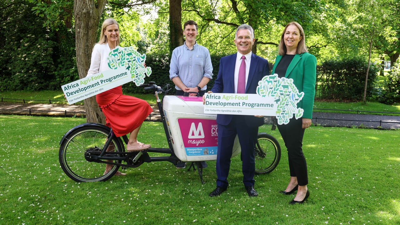 Minister of State Pippa Hackett, Shane Reilly, Minister of State Seán Fleming, and Karen Cunningham Source: DFA
