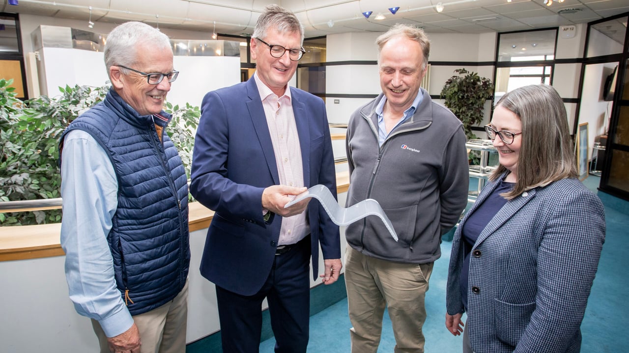 L-r: President of the RUAS, John Henning; head of strategic development at Brett Martin, Robin Black; veterinary consultant, Dr. Tom Chamberlain; and Rebecca McConnell, chair of the Guild of Agricultural Journalists of Ireland (Northern Section)