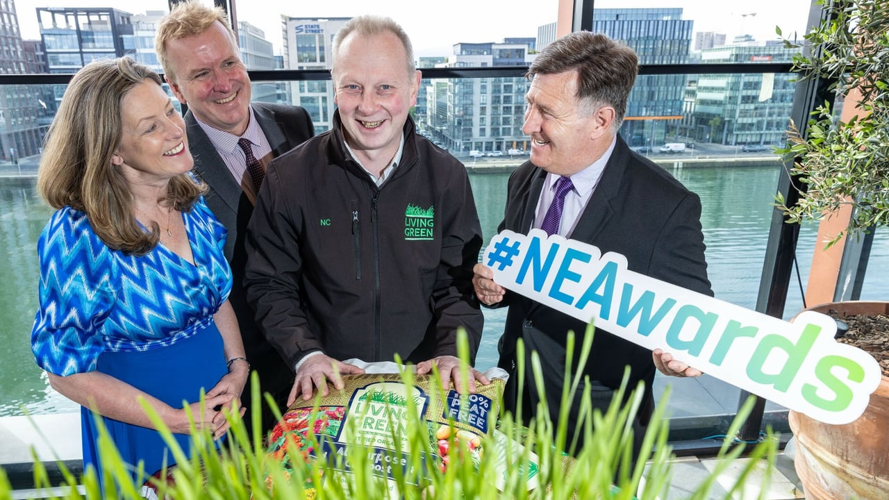 Pictured at the announcement of the finalists for this year’s National Enterprise Awards are Carol Gibbons, Oisin Geoghegan, Living Green, Neil Crossan, and Anthony Farrell
Source: Orla Murray/Coalesce