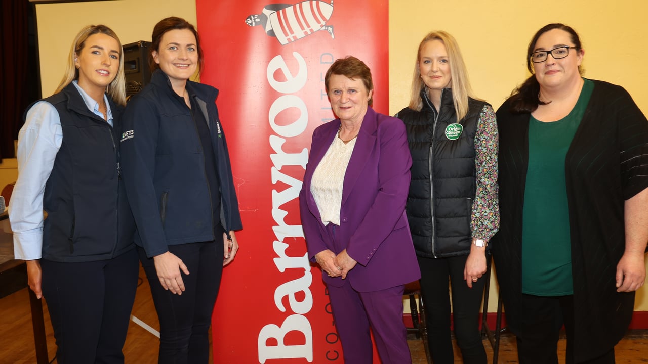 Pictured at the Women in Agriculture Meeting organised by Caroline O'Donovan Board Member of Barryrroe Co-Op with Amanda Cussen Barryroe Co-op, Emma Hanley from Glasslyn Veterinary  Practice, Alice Doyle IFA deputy president, Noreen Casey from the Board Bia help desk and Caroline O'Donovan Image source: Donie Hurley