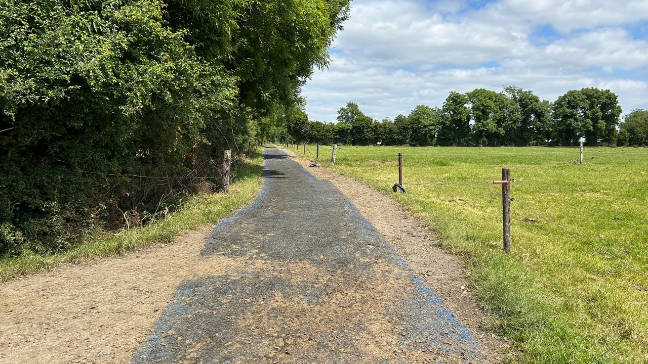 Astro turf roadway on the Doran's farm. 