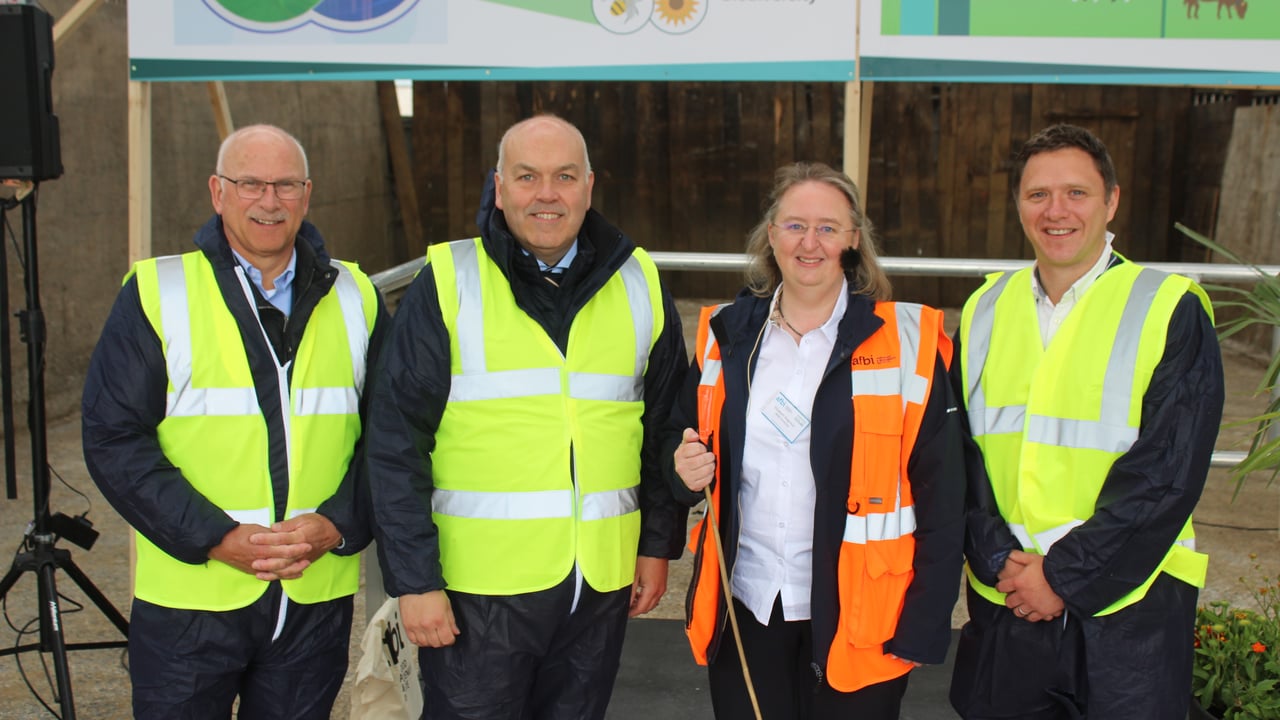 Attending the recent Farming for the Future event at AFBI HIllsborough in Co. Down (l-r): David Garrett, Northern Ireland Grain Trade Association; Clarence Calderwood, United Feeds; Prof. Elizabeth Magowan, AFBI; and Colin Smith, Livestock and Meat Commission 