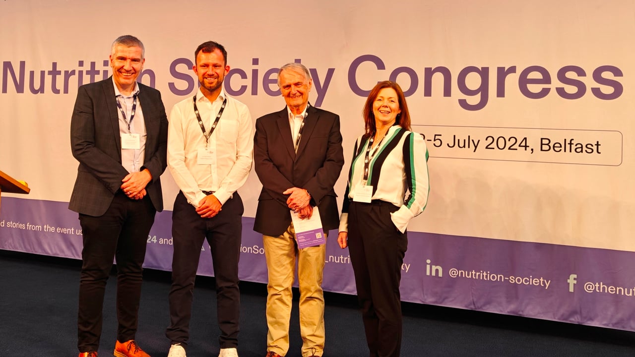 (l-r): Dairy Council for Northern Ireland chief executive, Ian Stevenson; prof. Ian Givens, University of Reading; Dr. Oliver Witard, King's College, London and prof. Michelle McKinley, Queen's University Belfast  