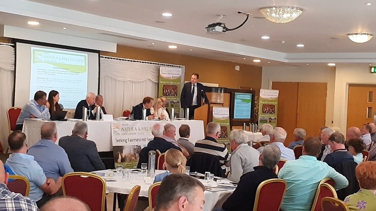 Minister for Agriculture, Food and the Marine answering questions from farmers at the INHFA AGM 2024