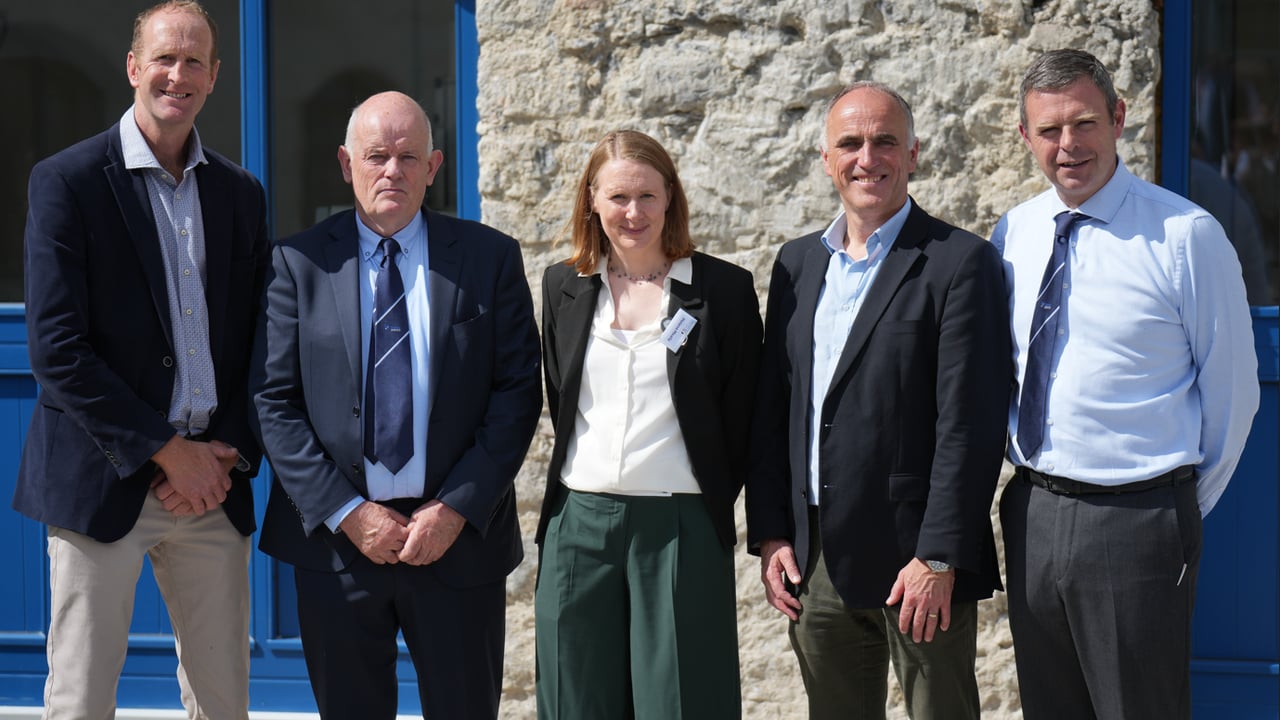 L-R: Mervyn Stanley, vice chair of Dovea Genetics; John P. Nugent, chair of Dovea Genetics; Helena Meally, laboratory manager, Sexing Technologies; Dr. Andre Cromie, VP and general manager Europe for Sexing Technologies and Dr. Ger Ryan, General Manager of Dovea Genetics