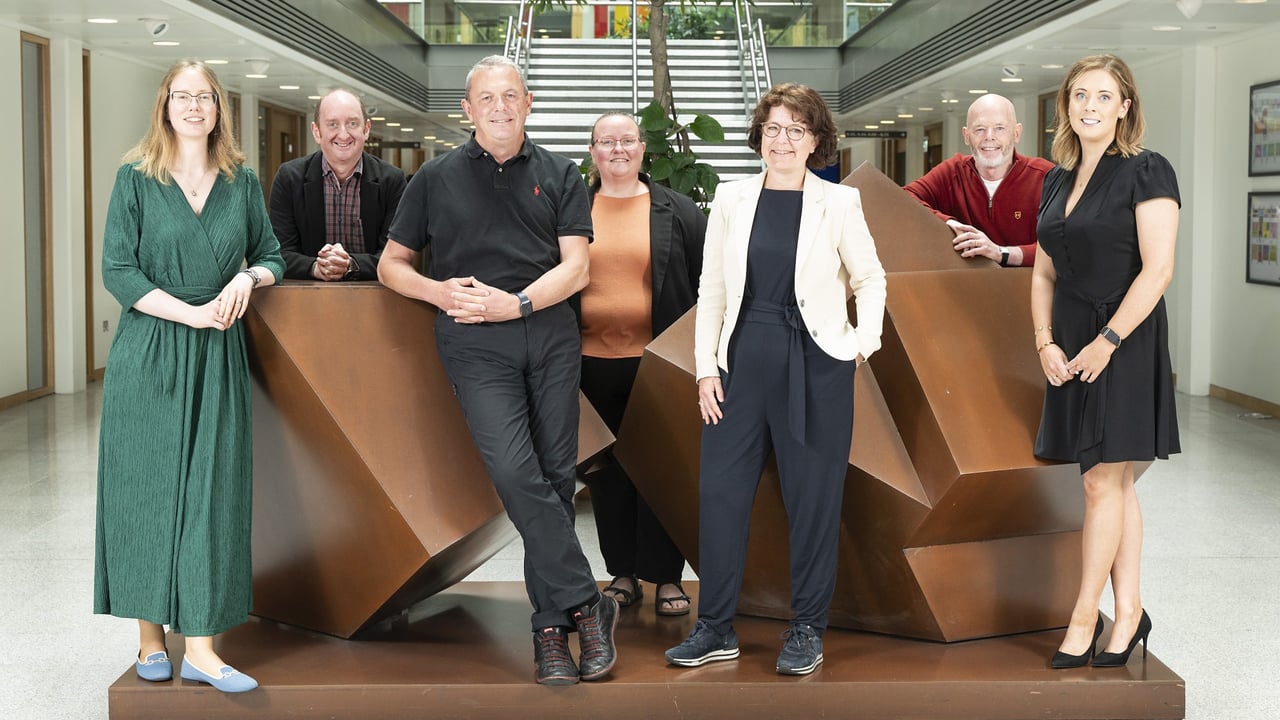 L-r: Dr. Mimmi Lundahl (Kerry); Prof. Gerard Clarke (APC); Prof. Paul Ross (APC); Dr. Michelle O'Donnell (APC); Dr. Alexandra Boelrijk (Kerry); Prof. Colin Hill (APC); and Dr. Laura Collins (Kerry)