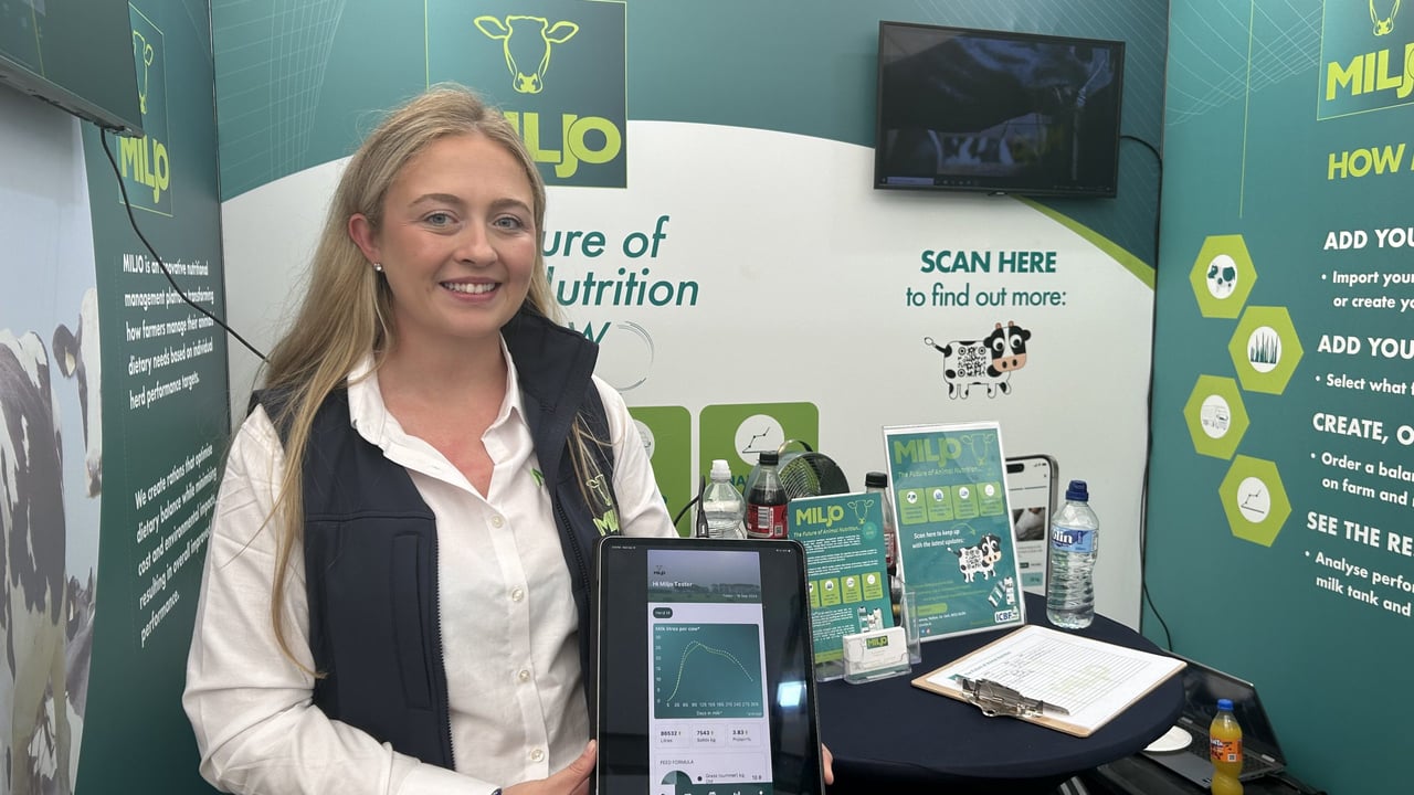 MILJO's Aoife Drennan posing with the app at the National Ploughing Championships 2024
