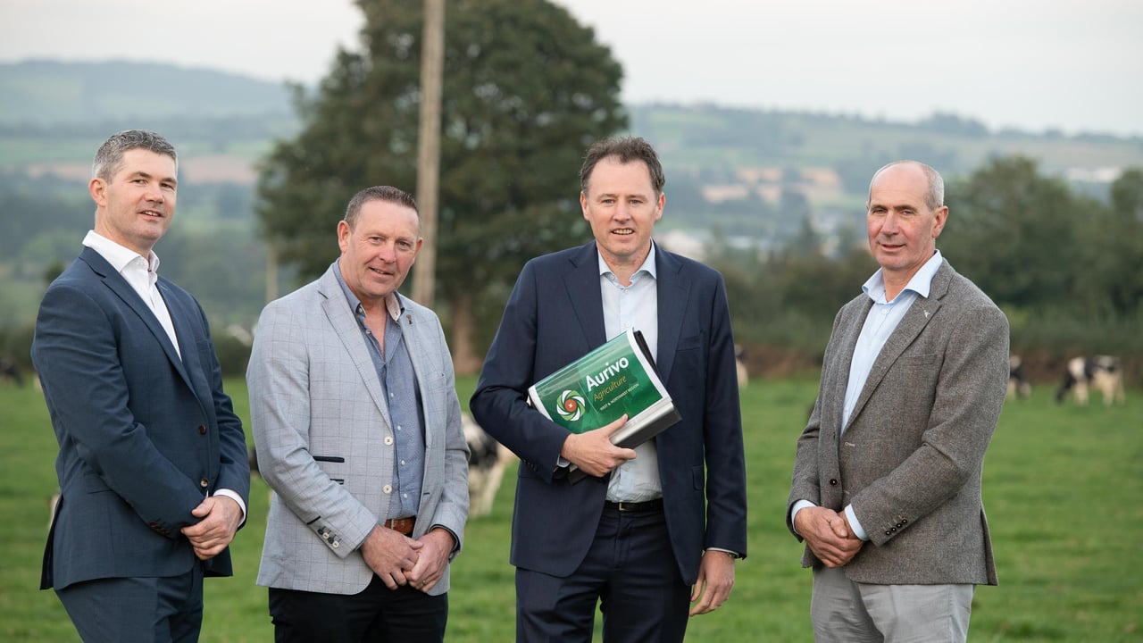 Stephen Blewitt, general manager Aurivo Dairy; Lawrence McNamee, director, Aurivo; Minister for Agriculture, Food and the Marine, Charlie McConalogue; and Raymond Barlow, chairman of Aurivo