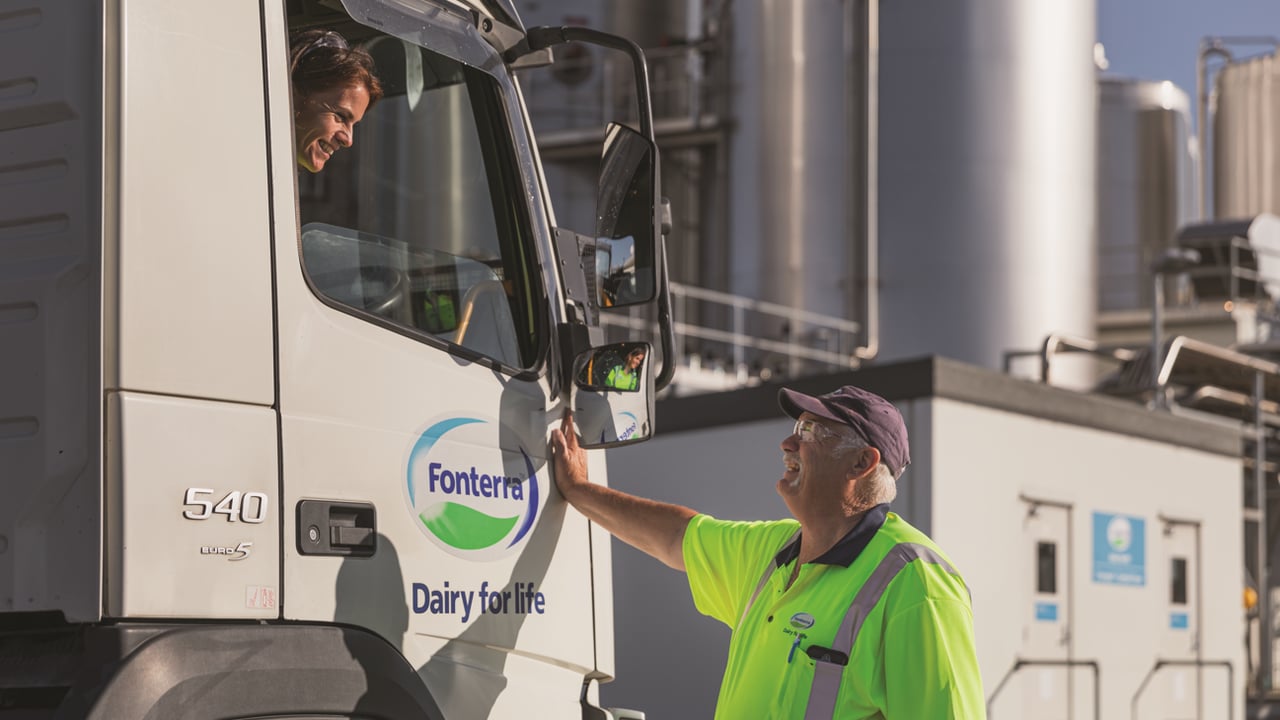 Fonterra milk tanker and driver. Source: Fonterra