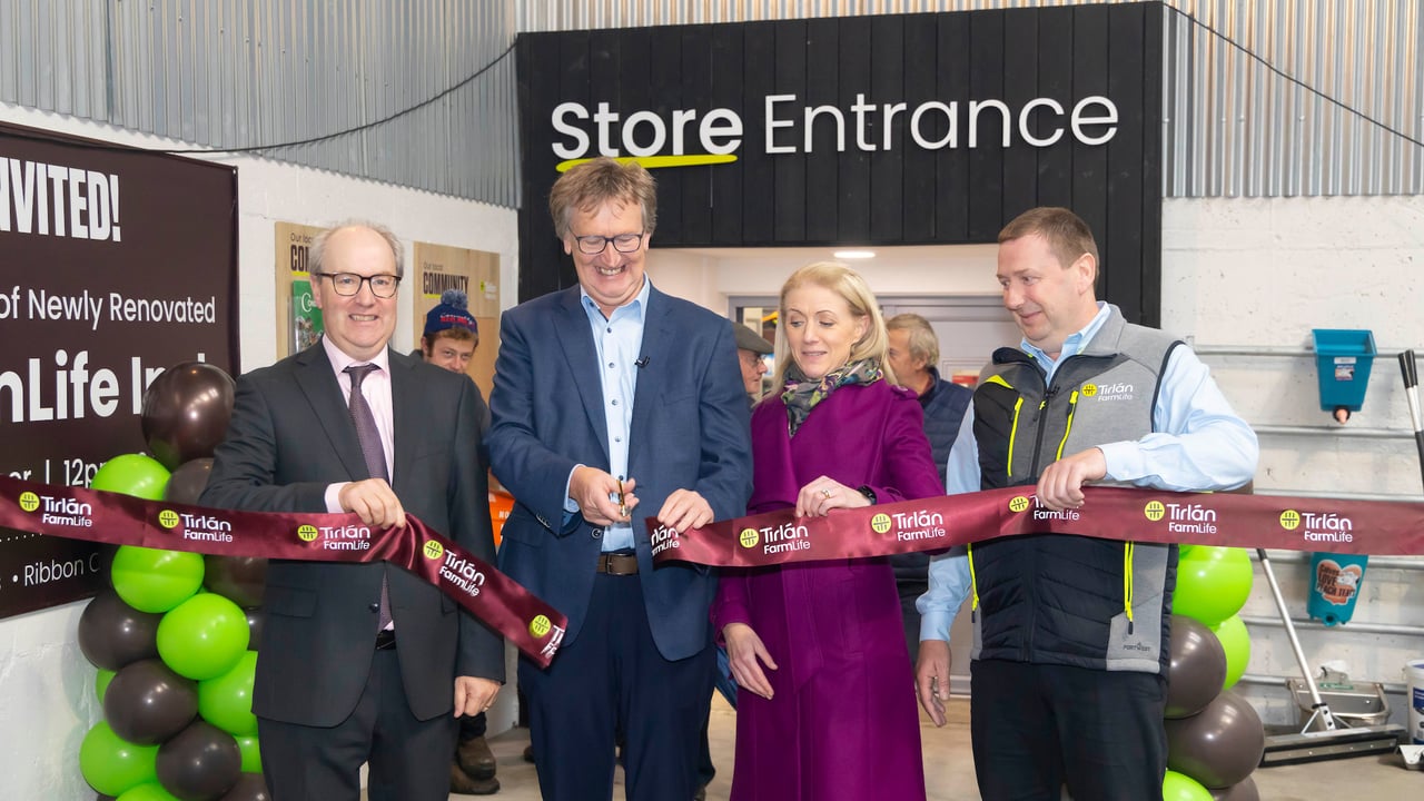 Pictured at the official opening of the newly-refurbished and extended Tirlán FarmLife branch in Inch, Co. Wexford were: Tirlán CEO, Seán Molloy; Tirlán chairperson, John Murphy; Dr. Ailish Byrne, chief agri officer; branch manager, Willie Brennan. Image source: Patrick Browne