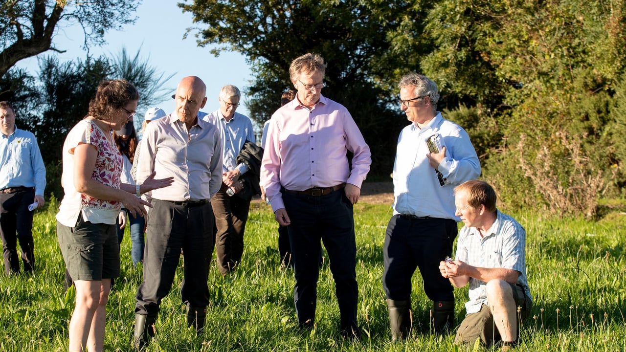 Representatives of Tirlán and European Commission officials on the farm of Cheryl and Alan Poole. Source: Mary Browne
