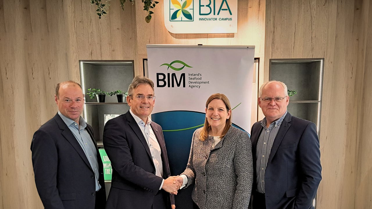 L-r: Richard Donnelly, development and innovation services director; Derek Dunwoody, general manager, BIA Innovator Campus; Caroline Bocquel, CEO, BIM; Peter Feeney, chair, BIA Innovator Campus