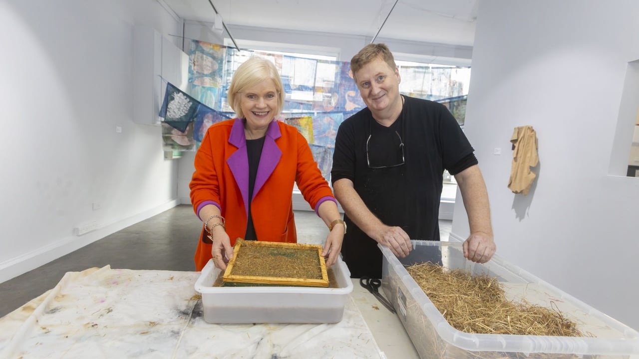 Dr. Sheila Donegan, CALMAST co-founder and co-director and studio artist Seamus O’Brien. Source: Patrick Browne