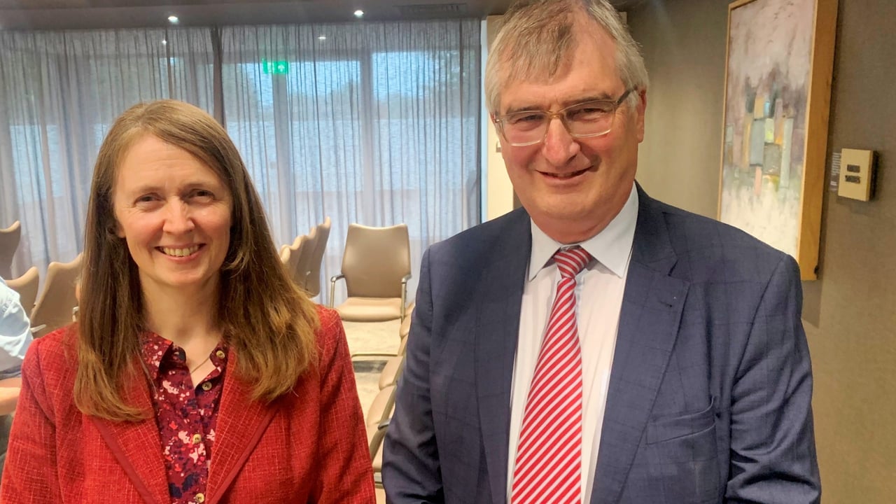 Outgoing Stormont agriculture committee chair, Tom Elliott, with NIVA president, Dr. Sharon Verner