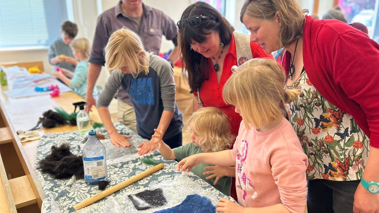 Children at a recent wool felting workshop