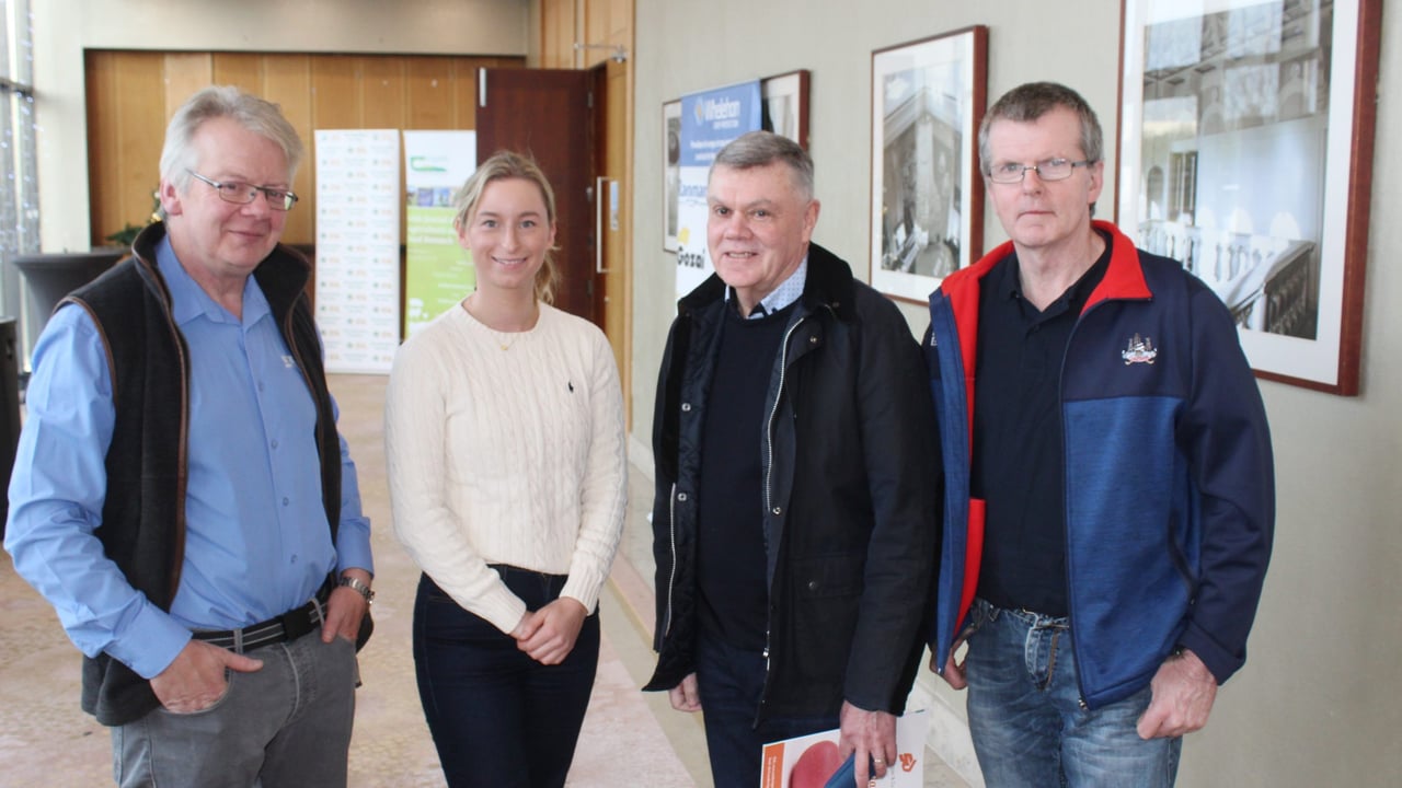 Attending the 2024 National Potato Conference, (l-r) Mike Sharp,Welvent; Emma Flynn, Bord Bia; Neil McBride, NMB Produce Ltd, Donegal  and Liam Hayes, O'Shea Farms, Co. Kilkenny