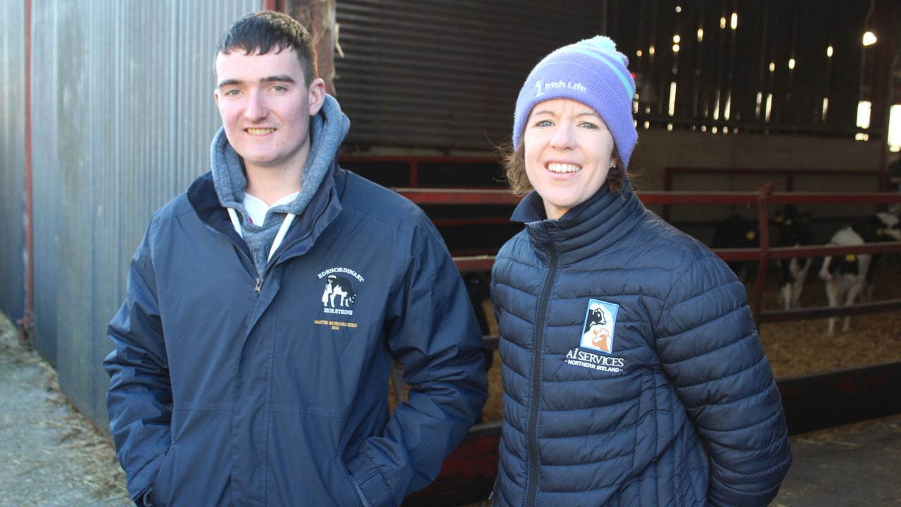 Attending the open day recently hosted by Co Down dairy farmer, Philip Tinsley: Alexander Mitchell, Banbridge and Dr Debbie McConnell, AI Services