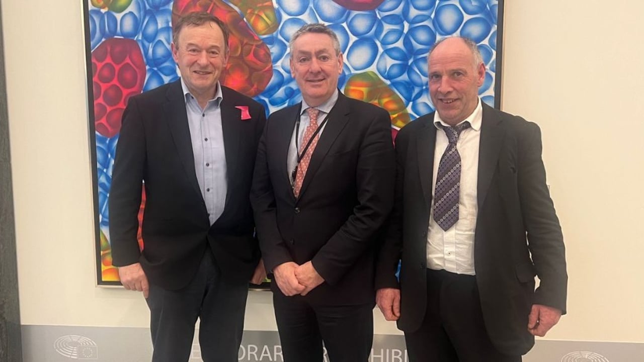 L-r: ICSA beef chair John Cleary; MEP Billy Kelleher; and ICSA president Sean McNamara. Image source: ICSA