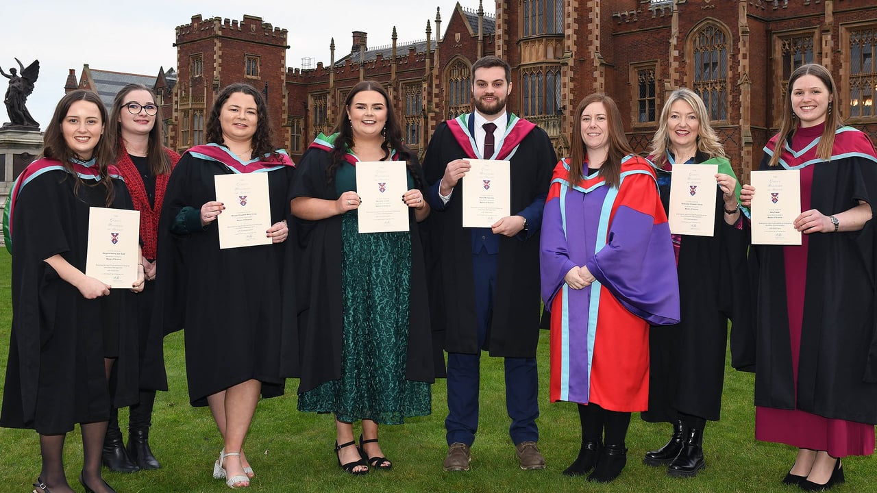 Pictured L-R: Helena Scott, Michaela Tener, Meagan Quigg, Maryella Corden, Adam Montgomery, Dr Victoria Murphy, Sandra-Gai Carney and Amy Fowler.
