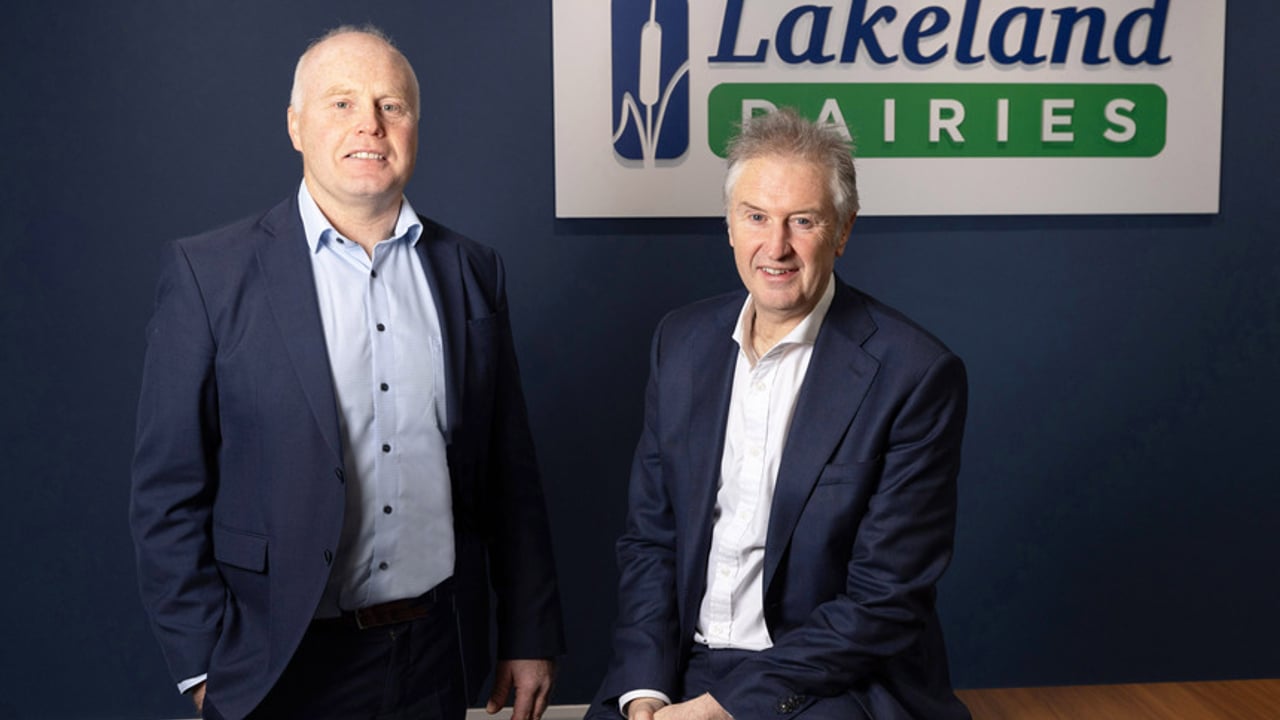 (L-R) Niall Matthews, chairperson of Lakeland Dairies with Bernard Doherty