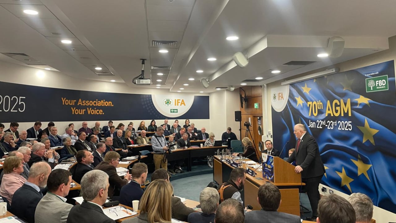 Francie Gorman, IFA president, addressing the organisation's 70th AGM