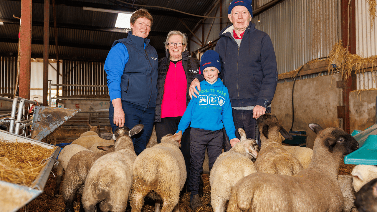 Olivia Hynes with her family on the sheep farm in Co. Roscommon