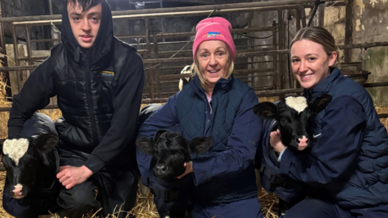 Christopher, Fidelma and Samantha Stanley with the triplets