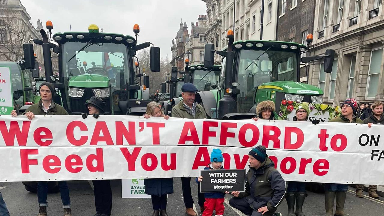 Farmers protesting in London yesterday (February 10) at the imposition of inheritance tax