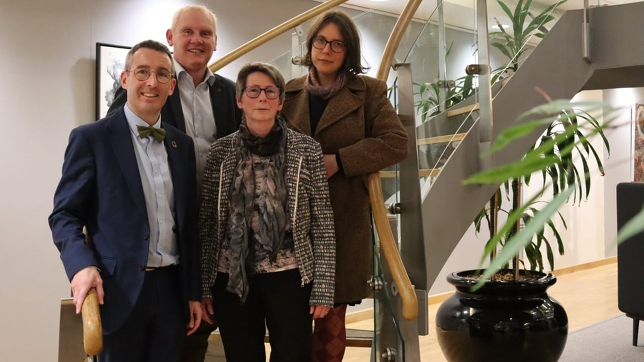 (L-R) Agriculture, Environment and Rural Affairs Minister Andrew Muir pictured with the three independent members of the new Environmental Governance Review, John McCallister, Diane Ruddock OBE and Dr Viviane Gravey (chair)
