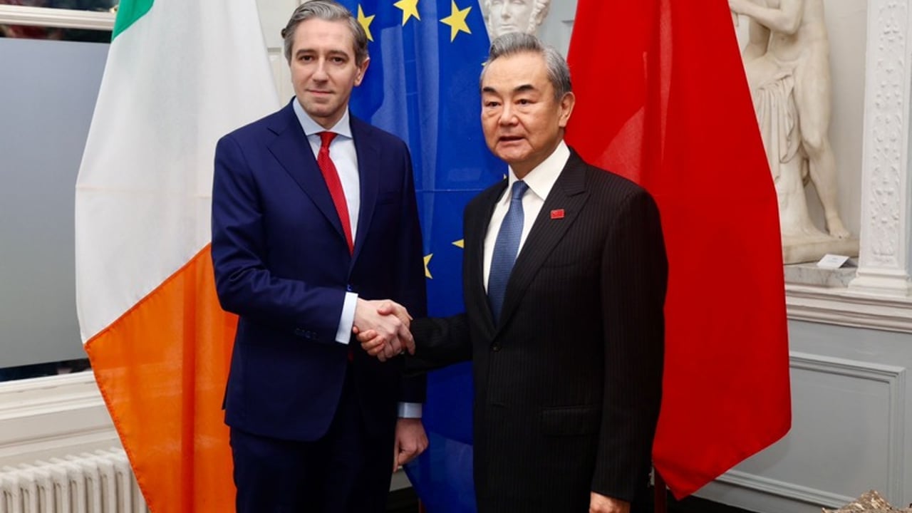 Tánaiste Simon Harris with Chinese Foreign Minister Wang Yi
