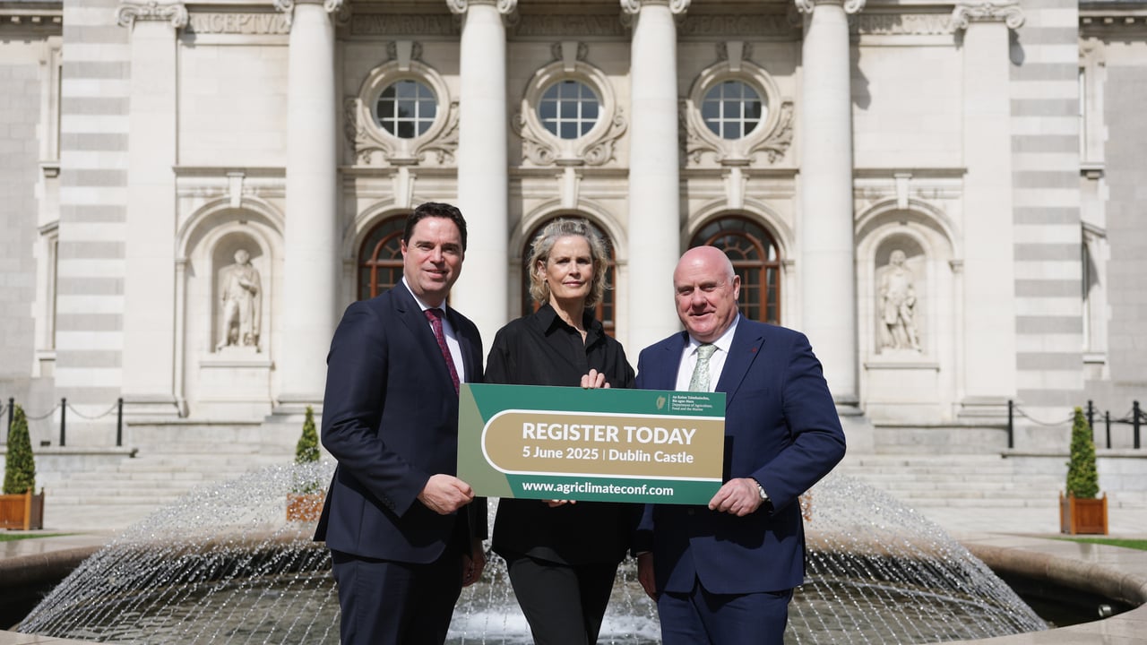 Minister for Agriculture, Food and the Marine, Martin Heydon; Helen Carroll, journalist and conference moderator and Minister of State with special responsibility for Research and Development, Noel Grealish 