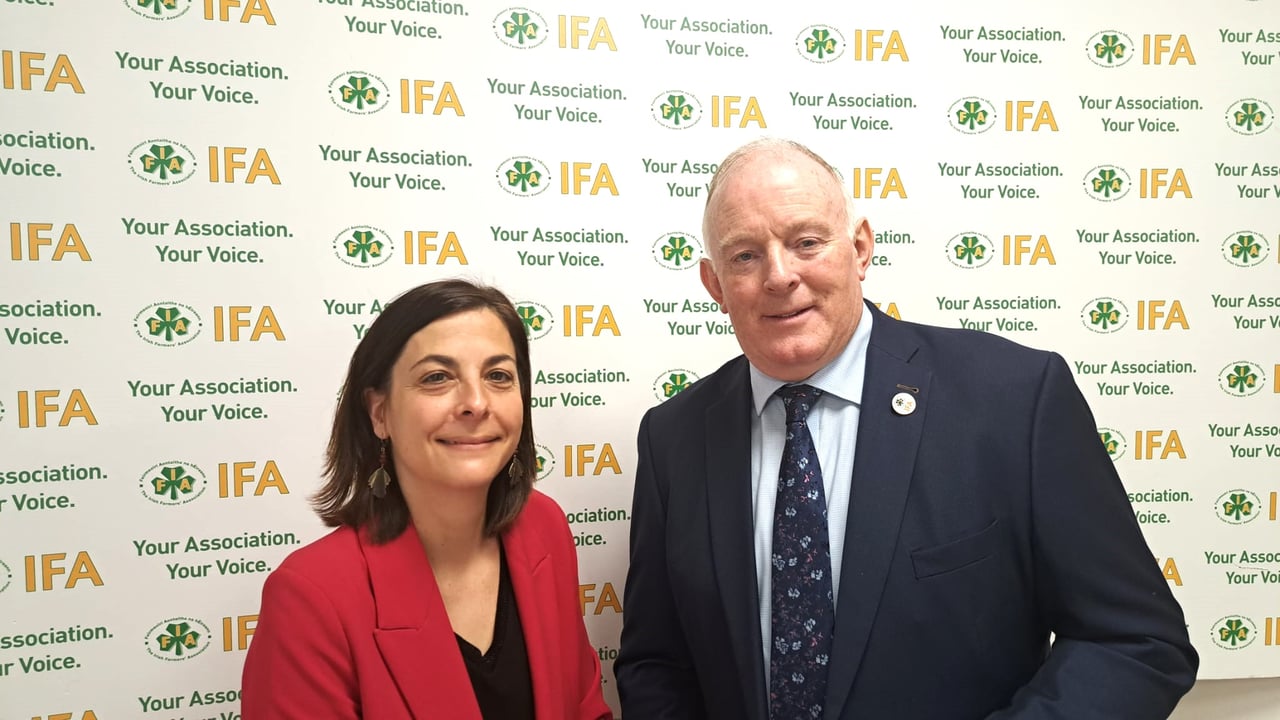 French ambassador to Ireland Celine Place, with IFA president Francie Gorman. Source: IFA via X