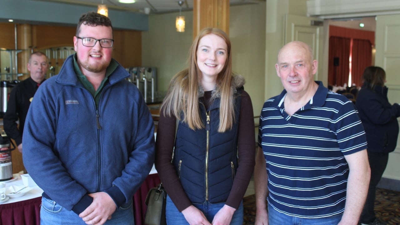 Attending the recent AgriSearch dairy conference, l to r:  Daniel McRoberts, Lower Ballinderry, Co Antrim; Emma Neville, CAFRE and Thomas Martin, Portaferry, Co Down