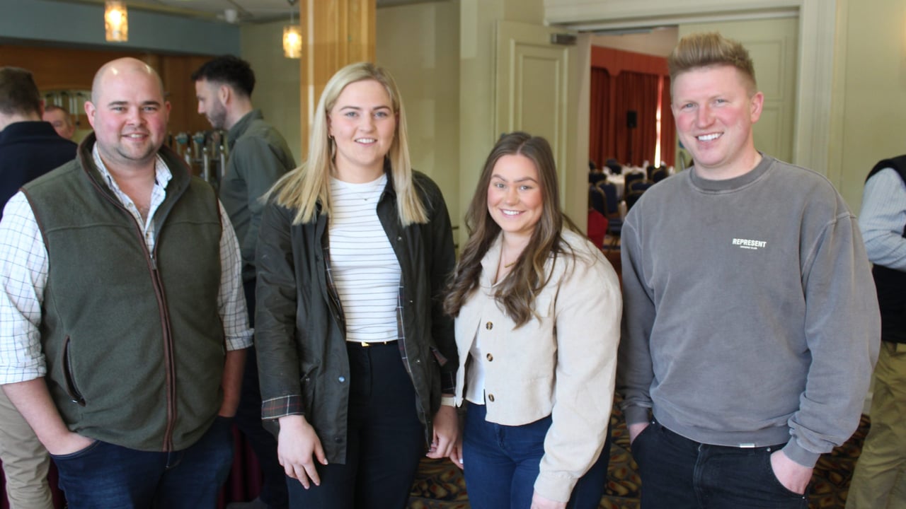 Attending the recent AgriSearch dairy conference, l to r:: Niall O'Hagan, Desertmartin, Co Derry; Holly Long, Castlefin, Co Donegal; Ellen McClure, Antrim; Edward Agnew, Annalong, Co Down 