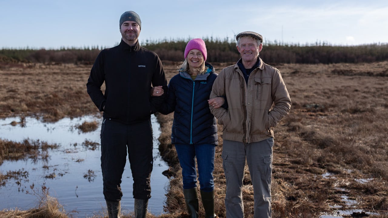 (L-R): Barry O’Loughlin, biodiversity officer, Clare County Council; with landowners Kathleen Connelly and Seán Tubridy