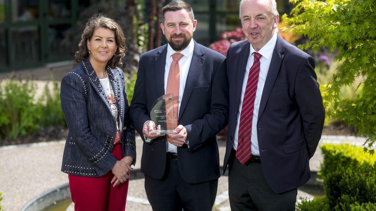 The 2025 Walsh Scholars Alum Award was awarded to Dr. Karl Walsh, head of the Research, Bioeconomy and Codex Division at the Department of Agriculture, Food and the Marine at a ceremony in Teagasc Ashtown. Dr. Walsh is pictured with Jane Kavanagh, head of research development and Walsh Scholars at Teagasc, and Prof. Pat Dillon, director of research, Teagasc