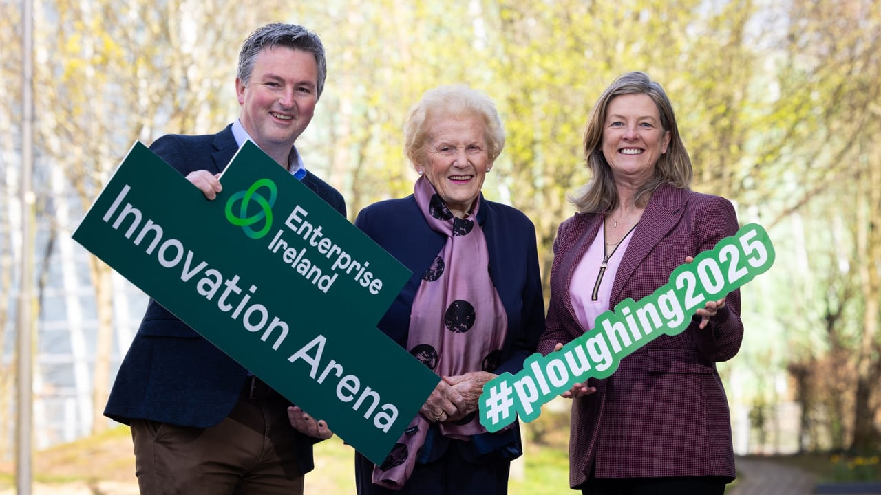 Pictured at the launch of the 2025 Enterprise Ireland Innovation Arena Awards were (l-r) James Maloney, Enterprise Ireland; Anna May McHugh, Carol Gibbons, Global head of Entrepreneurship, Regions and Local Enterprise, Enterprise Ireland. Source: Shane O'Neill, Coalesce.